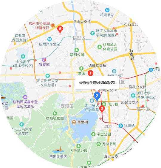 牛排店大学附近选址示意图